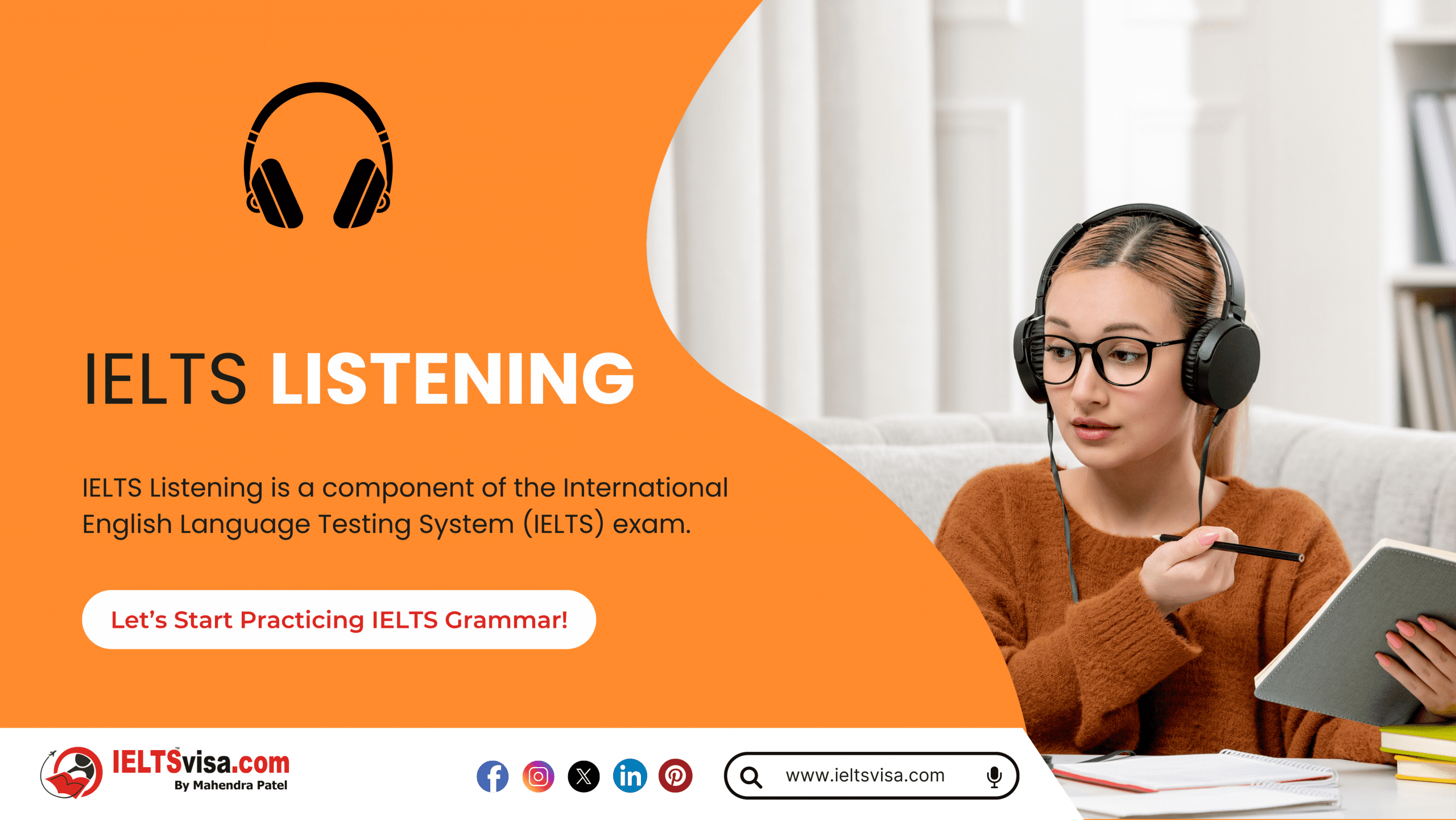 Can You Speak English text with young woman with flags IELTSvisa.com